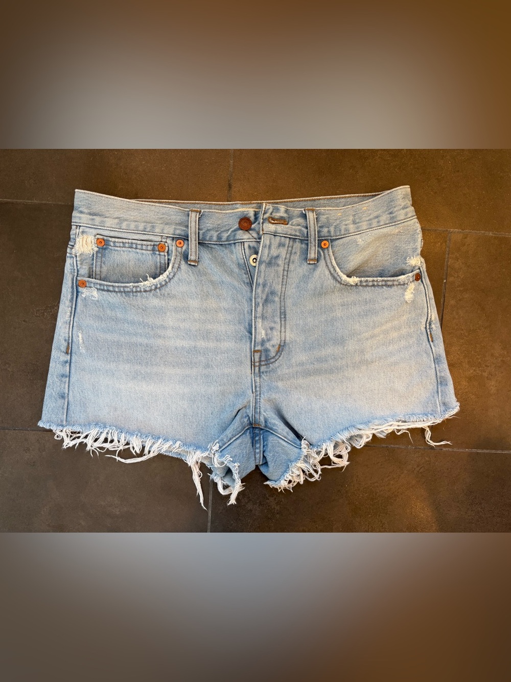 Relaxed Denim Shorts with Button Fly